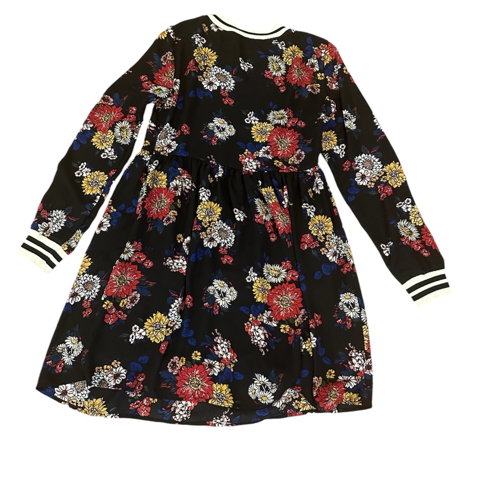 Taylor & Sage black floral, long sleeve mini dress
